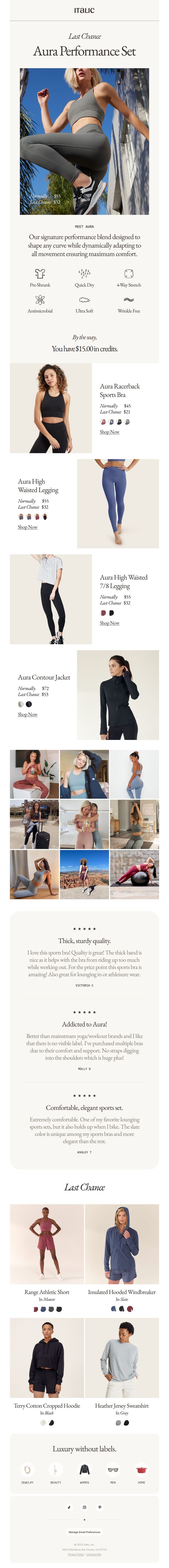 9. Italic: Save big on our best-selling activewear.
