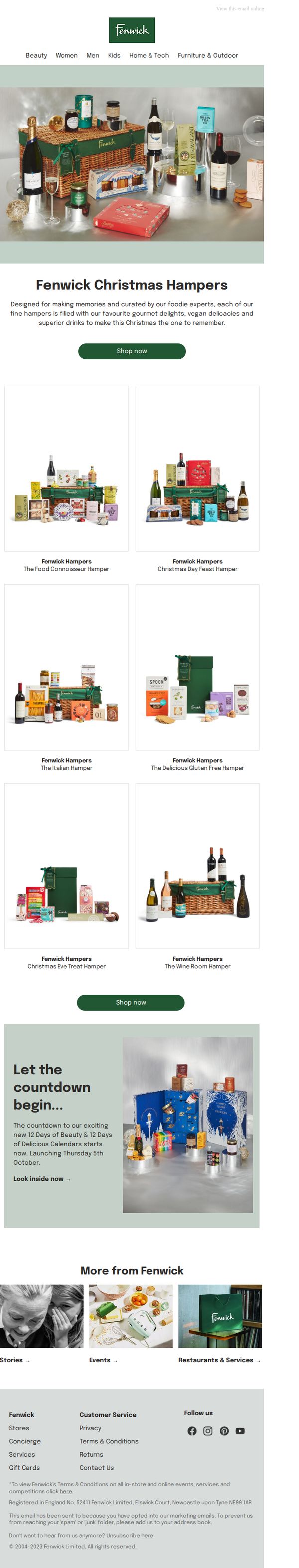 10. Nothing says Christmas like a hamper from Fenwick