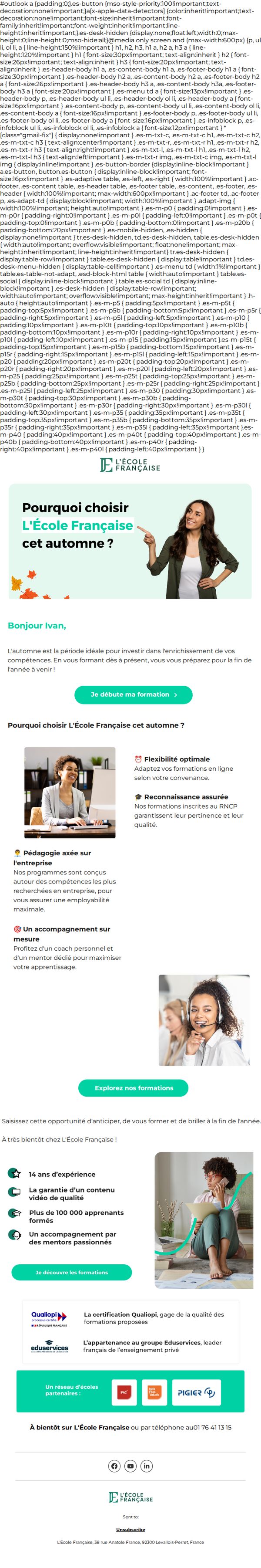 7. Pourquoi choisir L'École Française cet automne ? ✔️