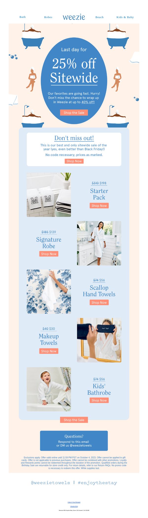 7. Weezie: Our only sitewide sale of the year ends soon! ⏰