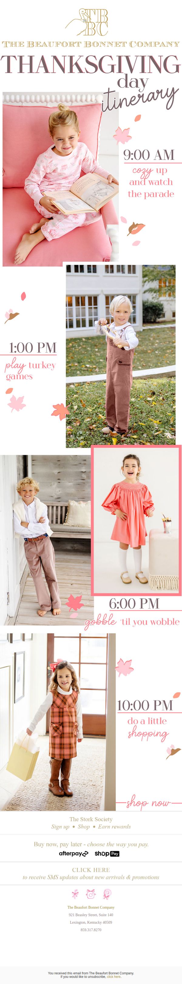 7. The Beaufort Bonnet Company: Plans for Thanksgiving?
