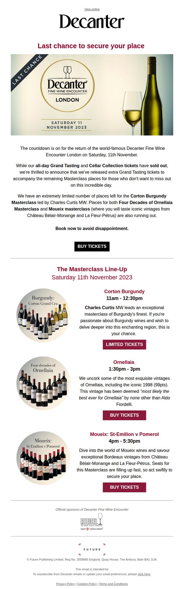 6. Decanter: Last chance to buy tickets for Decanter Fine Wine Encounter London