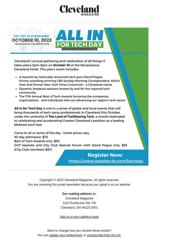 10. Greater Cleveland Partnership: All In for Tech Day 2023