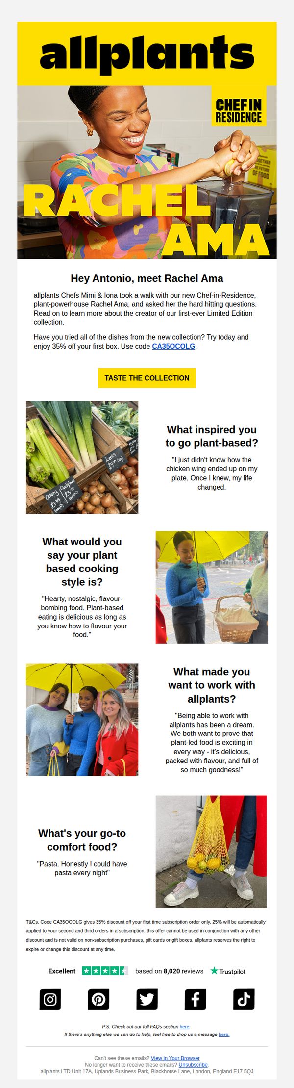 7. Allplants: Get to know our Chef in Residence