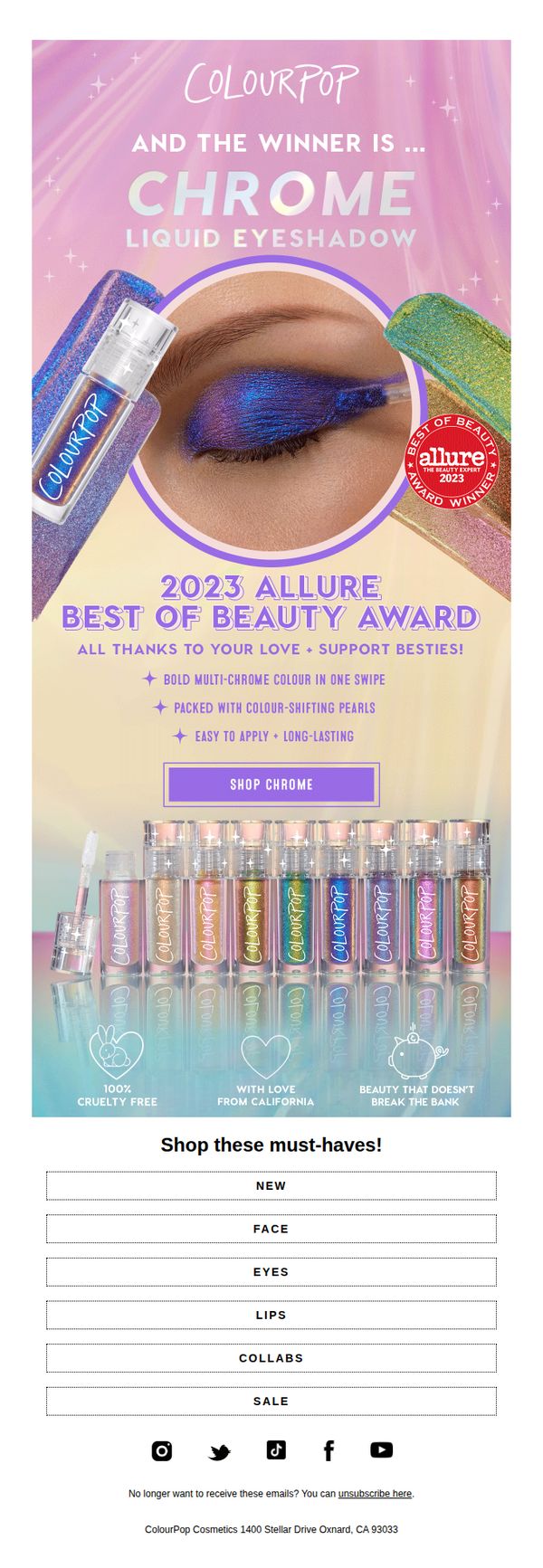 10. Our Chrome Eyeshadow won an Allure award! 🏆
