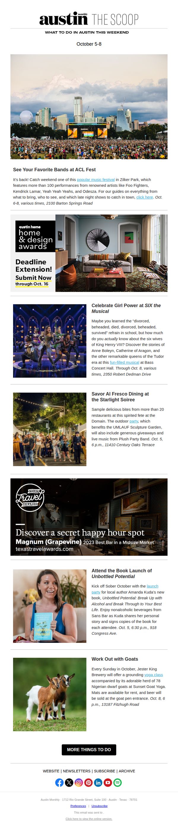 6. The Scoop | The return of ACL Fest, a musical about the six wives of King Henry VIII, and more        