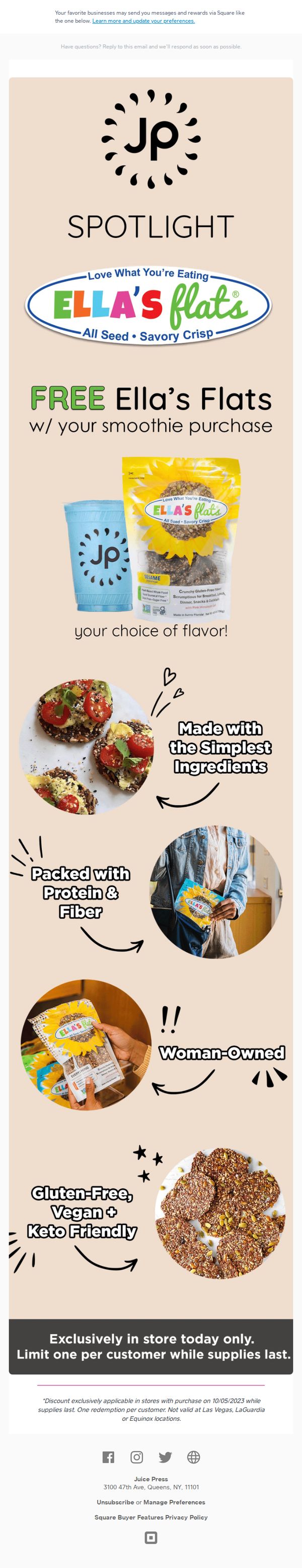6. Juice Press: BRAND SPOTLIGHT: Try Ella's Flats FREE Today!